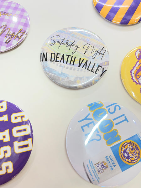 Signed by Abby - LSU Game Day Buttons