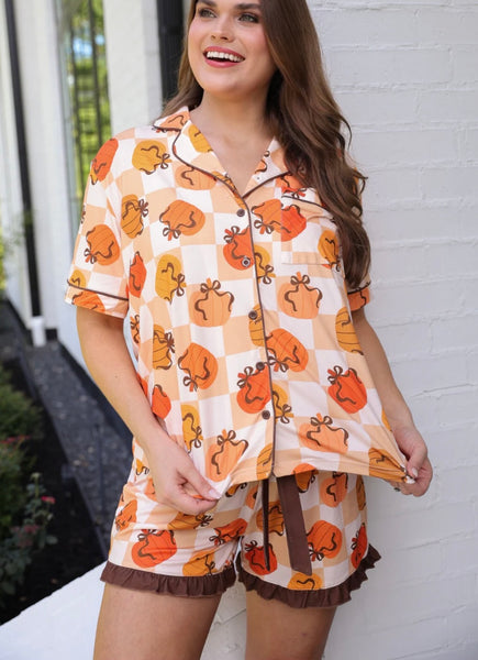 Ruffle Pajama Short Set - Harvest Hues