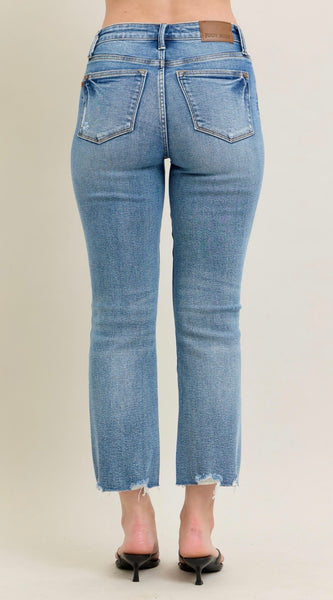 Judy Blue - Medium Rise Kick Flare Denim - Vintage Wash
