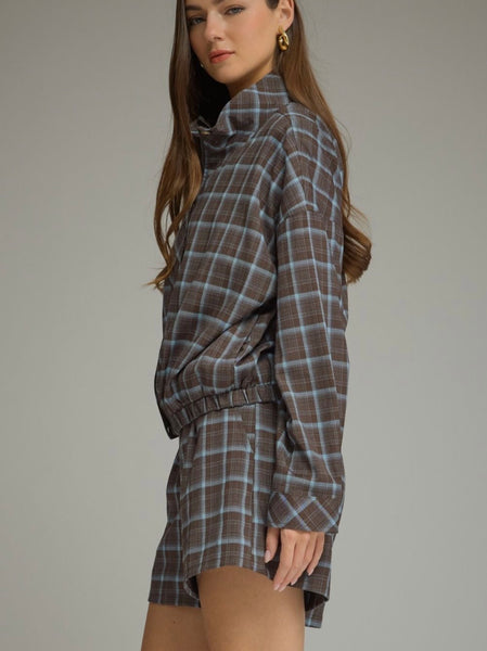 Ezra Plaid Jacket - Brown/Blue