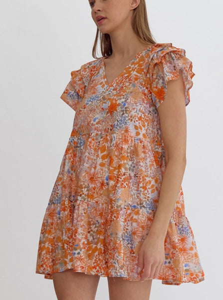 Catalina Mini Dress - Orange Combo