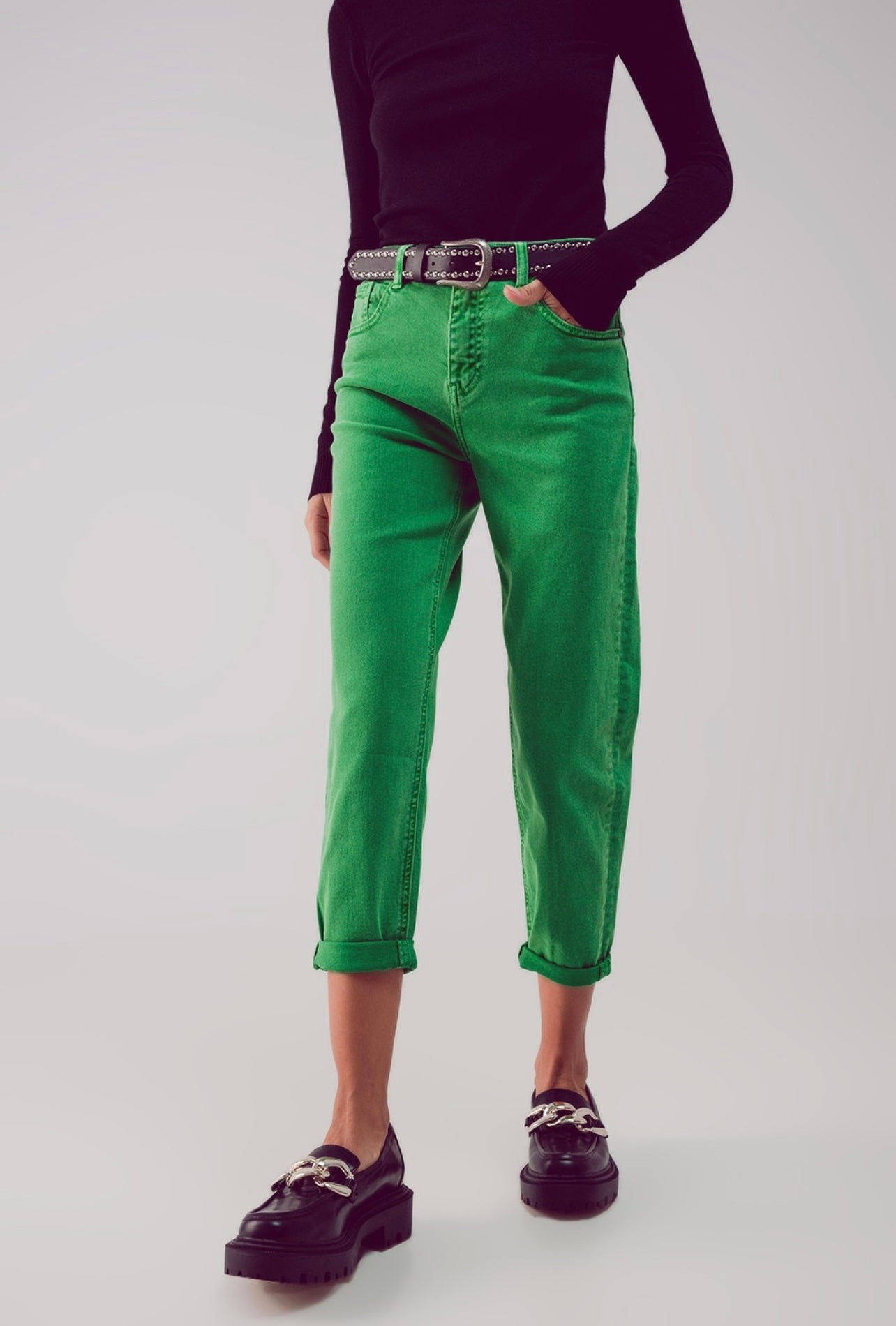 Florida Mid Rise Slouchy Jeans - Green