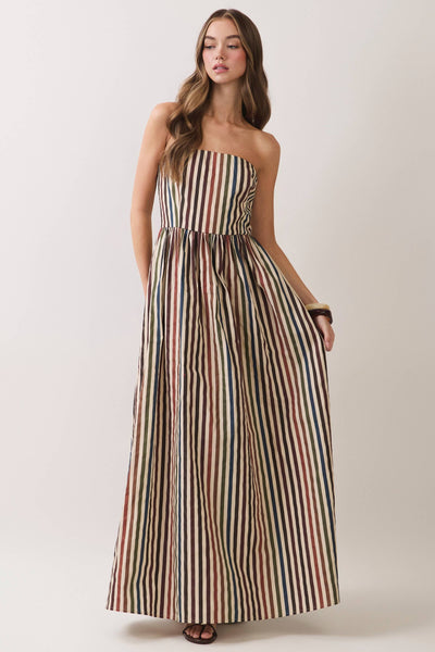 Chanel Multi Stripe Maxi Dress