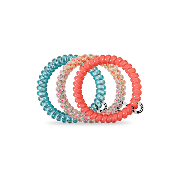 TELETIES - Spiral Hair Coils - Coral Craze Hair Ties - Small