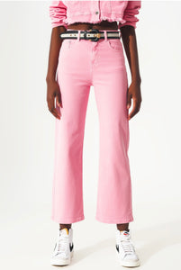 Caldwell Cropped Wide Leg Jean - Pink