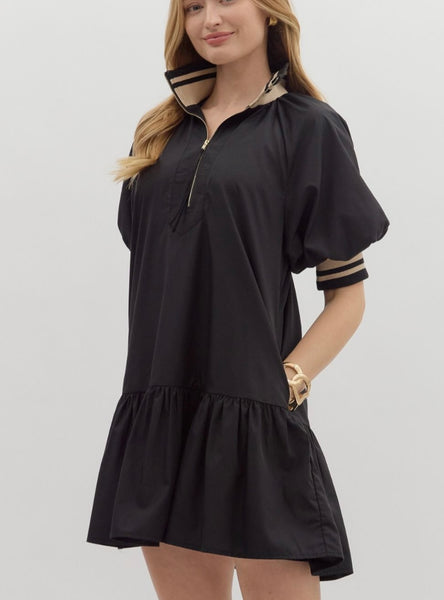 Sadie Puff Sleevee Mini Dress - Black