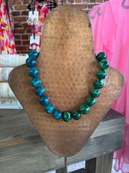 Celestine Beaded Necklace - Green Mix