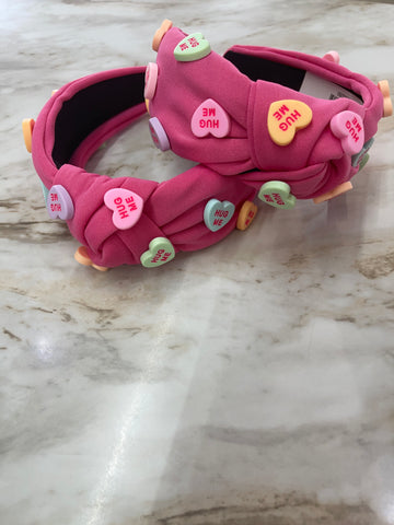 Conversational Heart Headband - Hot Pink