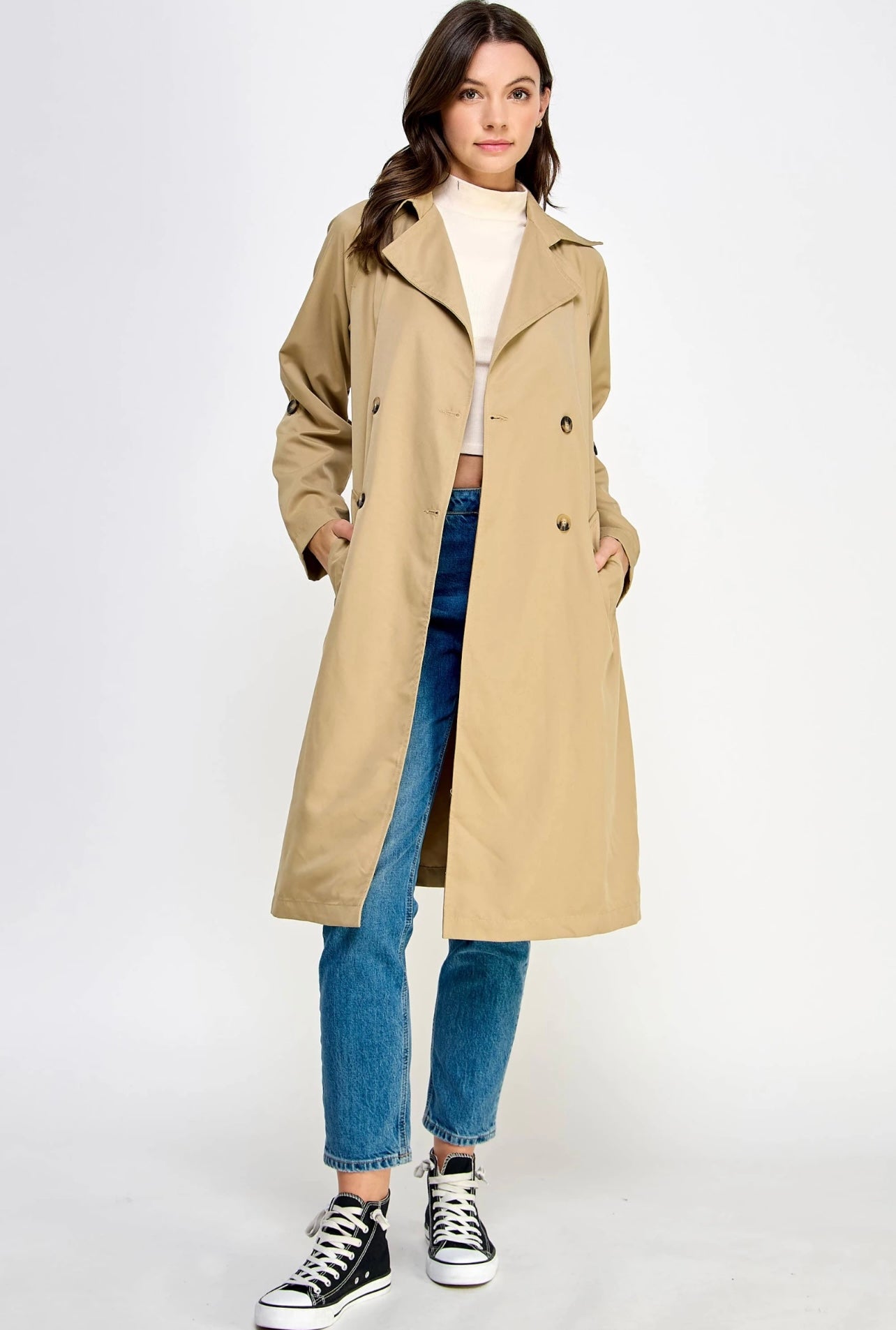 Jefferson Heights Long Trench Coat - Khaki