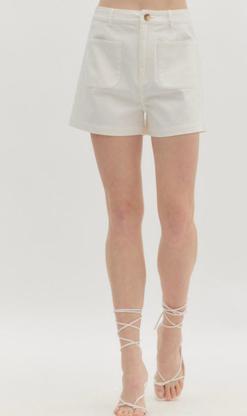 Olivia Patch Pocket Shorts - White