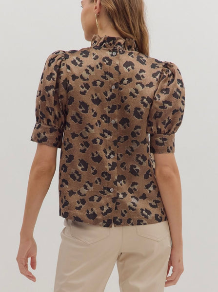 Ayla Puff Sleeve Top - Bronze