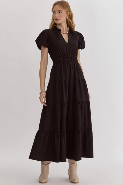 Metairie Terrace Tiered Maxi Dress - Black