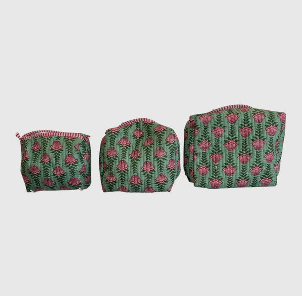 Quilted Print Cosmetic Bag Set