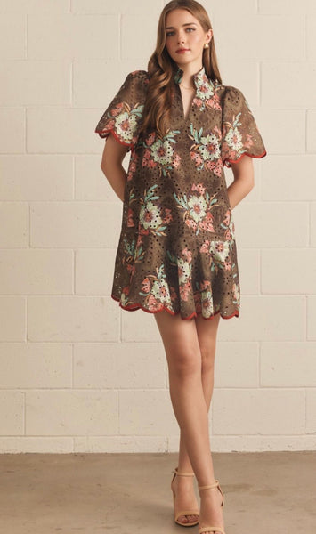 Hunter Floral Mini Dress - Brown