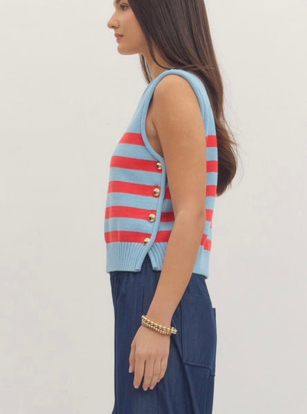 Gemma Side Button Top - Blue