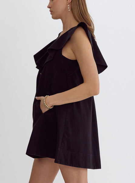 Stella Ruffle Mini Dress - Black