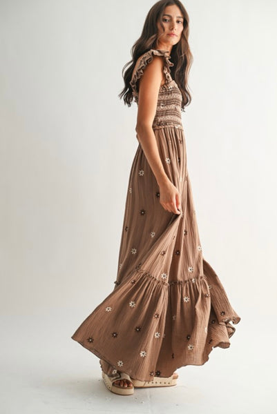 Alice Floral Maxi Dress - Brown