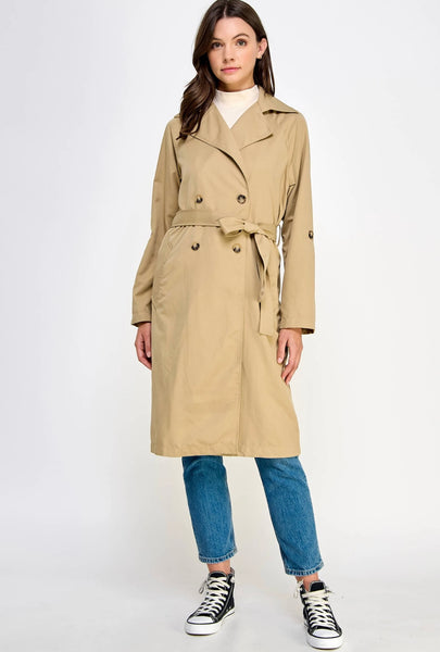 Jefferson Heights Long Trench Coat - Khaki