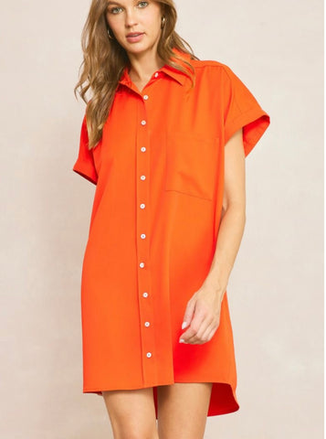 Foy Pkwy Button Up Dress - Red