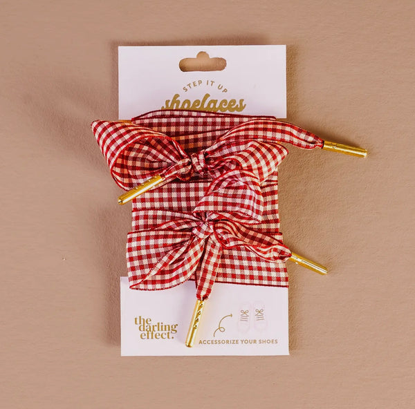[PREORDER] Step It Up Shoelaces - Gingham Red