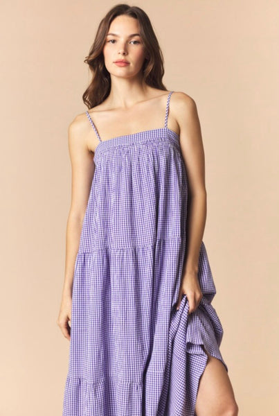 L-S-U! L-S-U! Gingham Maxi Dress - Purple