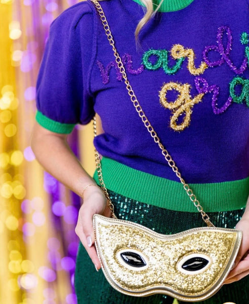 Mardi Gras Mask Crossbody Bag