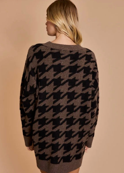 Behrman Houndstooth Sweater Dress