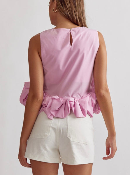 Founders Ct Bubble Hem Top - Baby Pink