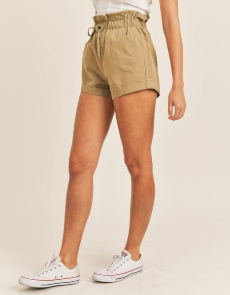 Mable - Delilah Paperbag Shorts - Olive