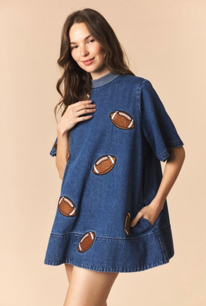 Football Season Denim Miini Dress