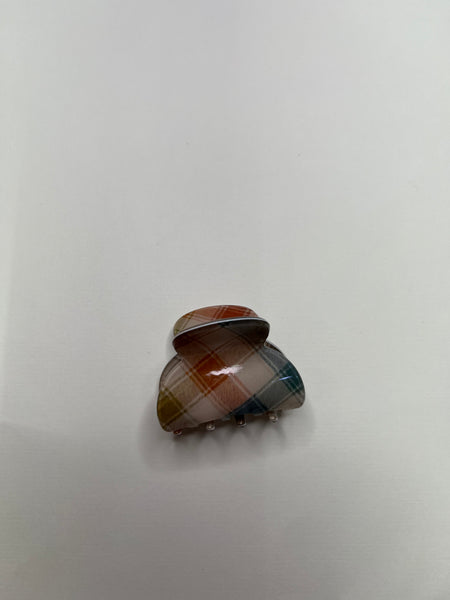 Plaid Neutral Claw Clips