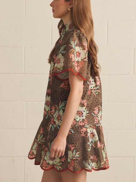 Hunter Floral Mini Dress - Brown