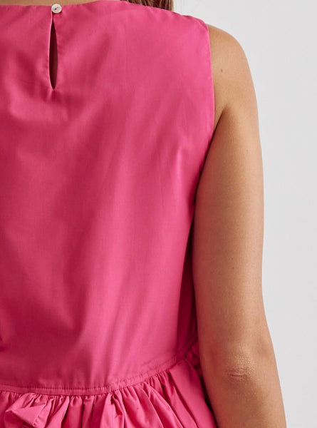 Founders Ct Bubble Hem Top - Fuchsia