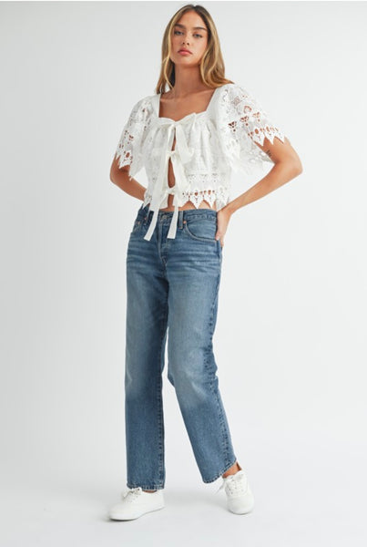 Mable - Crochet Lace Top - Off White