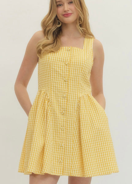 Nevaeh Gingham Dress - Yellow