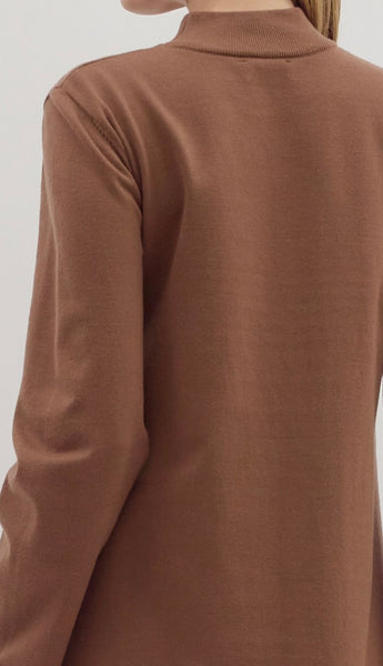 Maria Midi Mock Neck Dress - Coffee