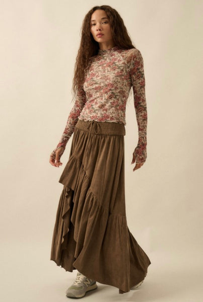 Kennedy Floral Mesh L/S Top - Cream