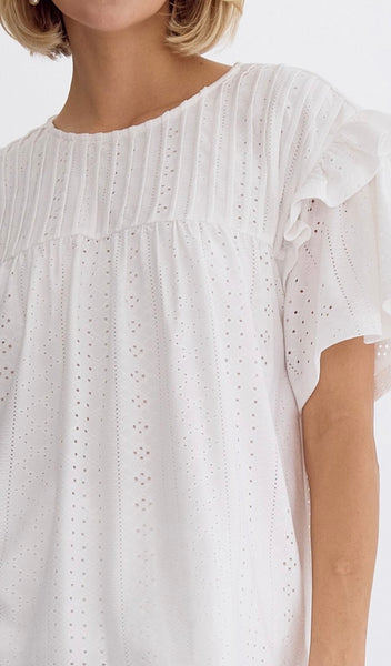 Aurora Ruffle Top - White