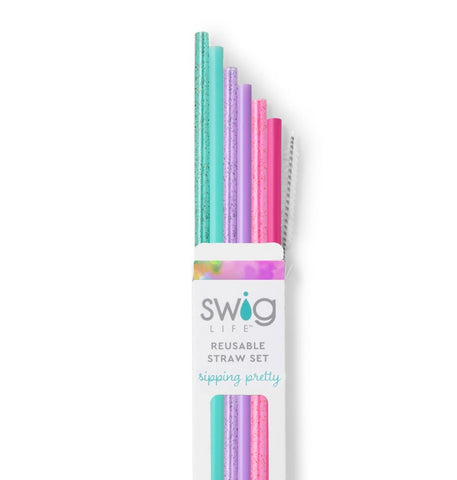 SWIG - Cloud Nine Glitter Reusable Straw Set