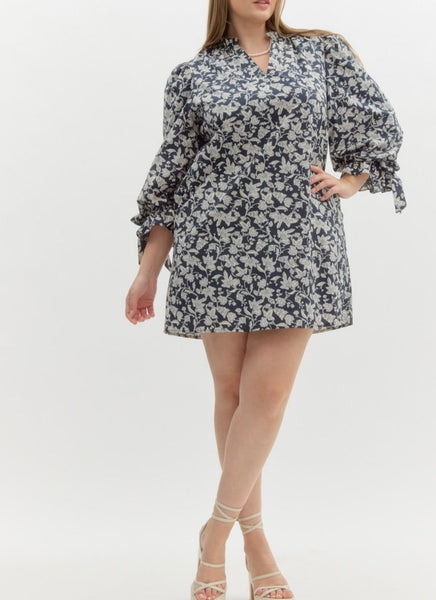 Filmore St Floral Mini Dress - Navy