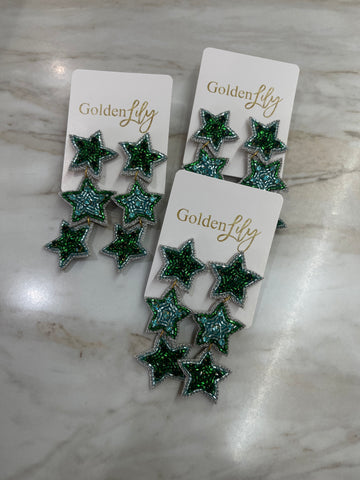 Star Dangles - Green & Blue