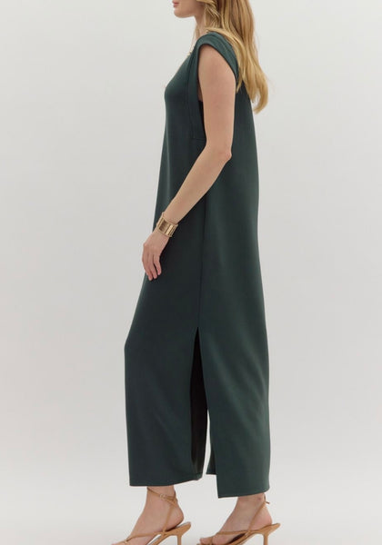 Adeline Solid Midi Dress - Forrest