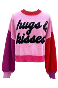 Queen of Sparkles - Pink Colorblock Hugs & Kisses Sweater