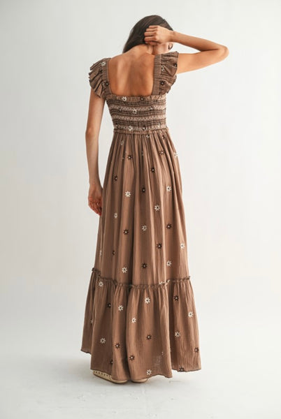Alice Floral Maxi Dress - Brown