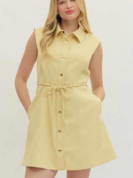 Mary Button Down Dress - Lemon
