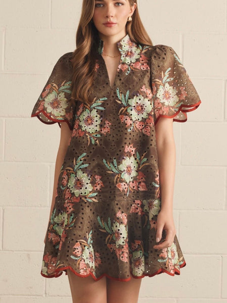 Hunter Floral Mini Dress - Brown