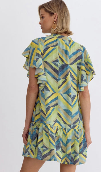 Samantha Mini Dress - Yellow Combo