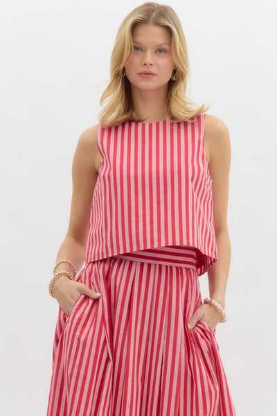 Layla Midi Skirt & Top Set - Red