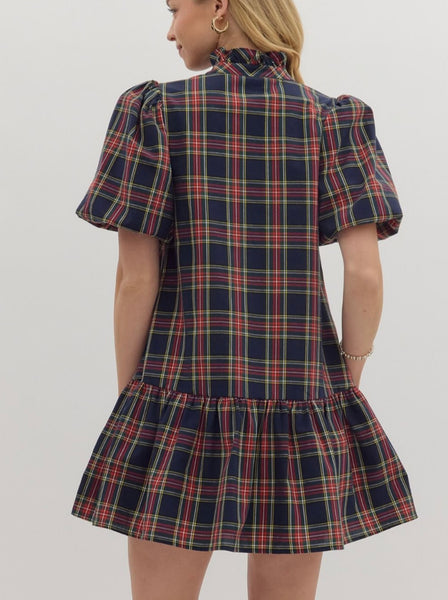 Genesis Plaid Mini Dress - Navy