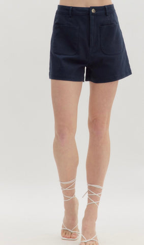 Olivia Patch Pocket Shorts - Navy